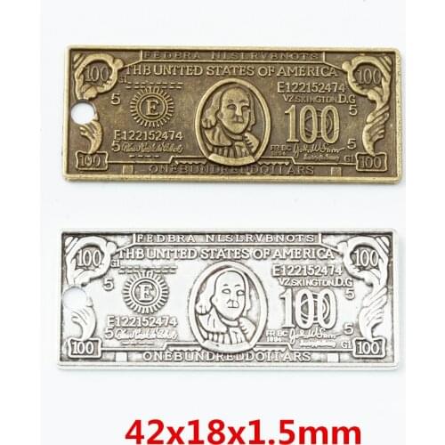 15 pieces of retro metal zinc alloy US dollar pendant for DIY handmade jewelry necklace making 6806