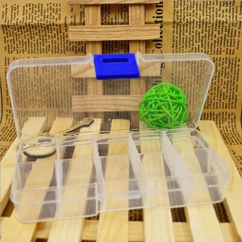 10 Grids Adjustable Transparent Plastic Storage Box for Small Component Jewelry Tool Box Bead Pills Organizer Nail Art Tip Case