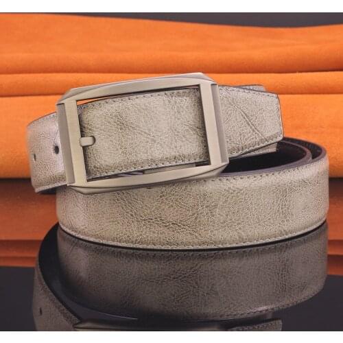 Light gray Belt Men Classic Pin Buckle designer Waist strap Casual genuine high quality young boys Fashion ceinture homme