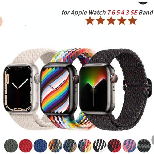 Braided solo loop strap For Apple watch 44mm 40mm Series 6 5 4 SE Adjustable elastic nylon strap for iwatch 3 42mm 38mm Bracelet