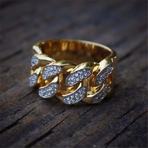 Luxury Gold Rhinestone Crystal Hollow Couple Rings For Men Women Fashion Jewelry Wedding Anillos Statement Ring Accessories