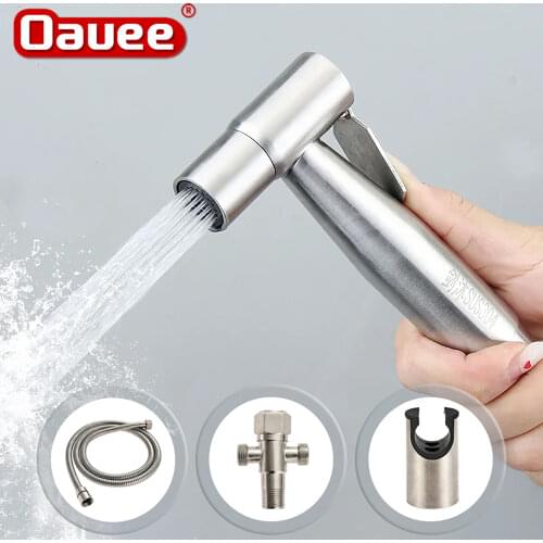 Handheld Toilet Bidet Faucet Stainless Steel Hand Bidet Sprayers Brushed Water Gun Spray Gun for Shower Bathroom Cleaning Tools