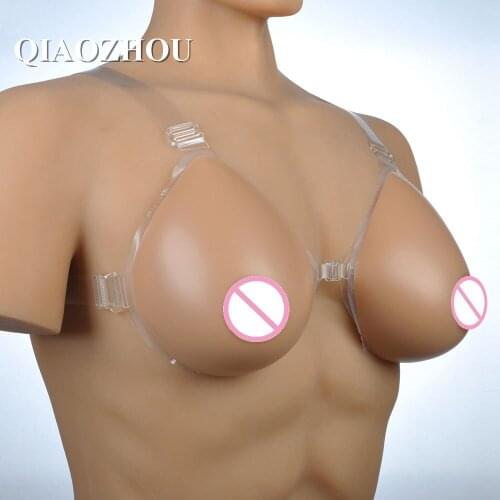 Teardrop shape 500 g/pair straps on boobs silicone artificial breasts form for man cosplay mastectomy