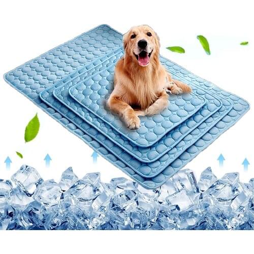 Dogs Summer Cooling Mat Pet Large Size Ice Silk Cool Bed Pet Cat Breathable Blanket Cushion Puppy Kitten Indoor Sofa Floor Mat