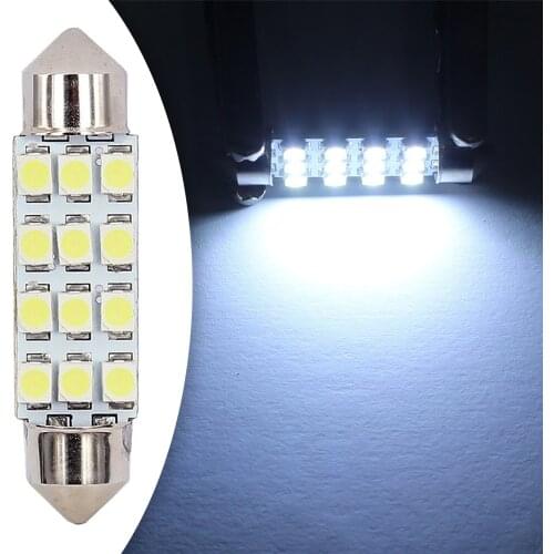 Pack Of 5 Car Dome 12 3528-smd Led Light Indoor Festoon Lamp 41 Mm White #W5