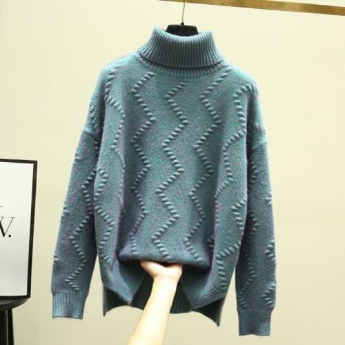 Urifens Turtleneck Sweater Womens 2021 Autumn And Winter New Short Front And Back Long Loose Padded Pullover CS4797