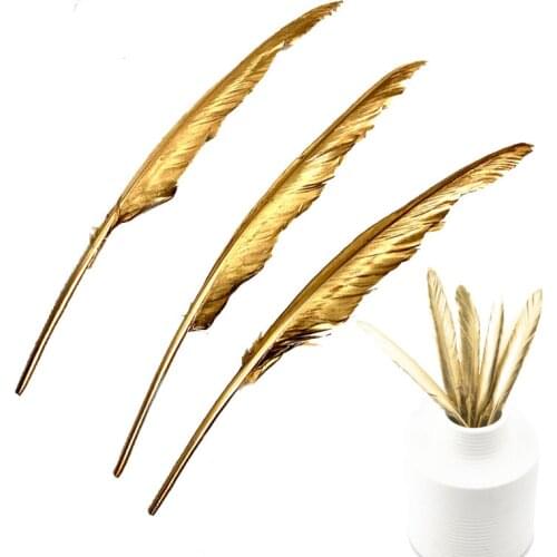 10/100/500Pcs Dyed Gold Goose Duck Feathers For Crafts Jewelry Making Accessories DIY Natural Plumas Home Party Decoratiove