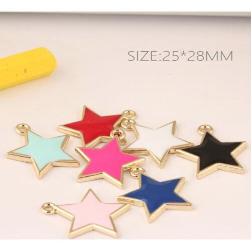 10pcs/lot 25*28mm Diy Pentagon Jewelry Accessories Golden Big Stars Charms