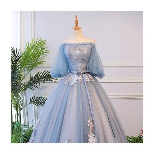 100%real lantern sleeve princess stage cosplay medieval dress Renaissance Gown queen Victoria/Antoinette/ball gown/Belle Ball