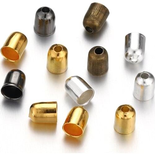 100pcs 3-10mm Leather Cords End Crimp Caps Bracelet End Tip Buckle Tassel Caps End Beads Caps For DIY Jewelry Making Findings