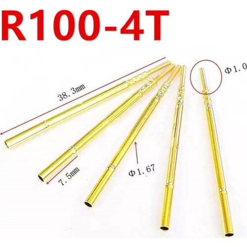 Huarong R100-4T Test Probe Length 38.3mm Brass Metal Spring Test Probe Nickel Plated Gold Tool For Industrial Instrument
