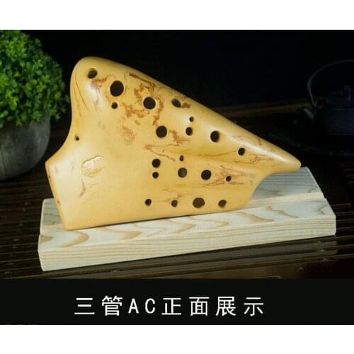 Great sound Smoked burn Kids&Adult 3-pipes multichamber AC ocarina three tubes Alto C Ocarina flute Musical Instruments