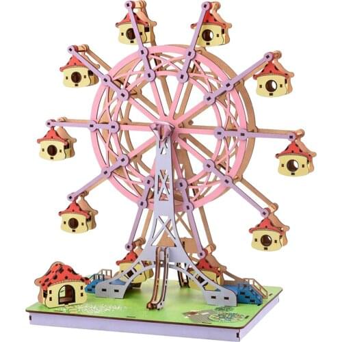 DIY 3D Wooden Puzzle Ferris Wheel Model Building Kit Toys Gift for Children Adult Teens Craft Toy