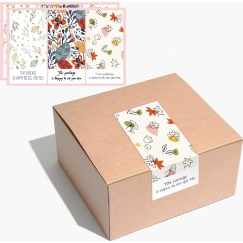 50pcs Fashion Rectangular Green Leaf Stickers Colorful Gift Box Sealed Labels Thank You Package Sealing Tag 10*5CM