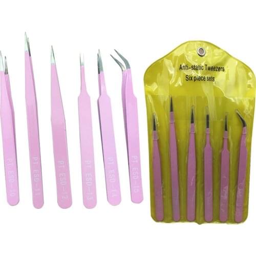 6pcs Black Color Eyebrow Tweezer Hair Beauty Slanted Puller Stainless Steel Eye Brow Clips Hair Removal Makeup Tool Brand New