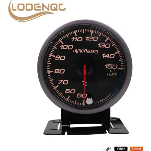 Lodenqc Car Meter With Sensor 60MM Black Face Oil Temp Gauge 50-150C White/Amber Light Peak Function Oil Temperature Gauge