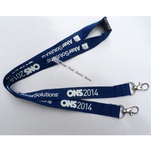 Free shipping Custom Logo Exhibition Meeting Lanyards with heat transfer Double Hook ID card Safe Breakaway buckle Lanyards