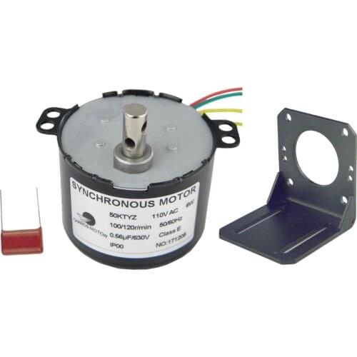 Electric Synchronous Motor 50KTYZ 110V 100-120RPM Mini Gear Motor Slow Speed Fixed Bracket