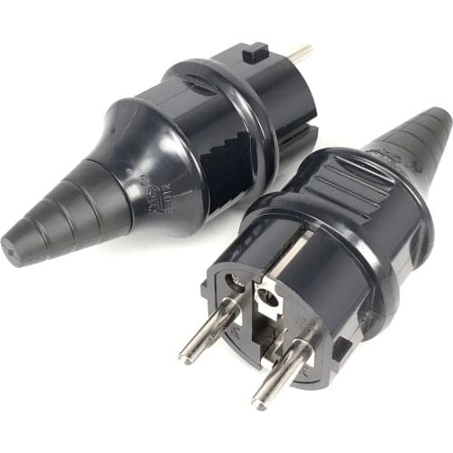 EU European Waterproof IP54 Industrial Electric Power Male Schuko Plug Rewireable Socket Outlet Adaptor Extension Cord Connector