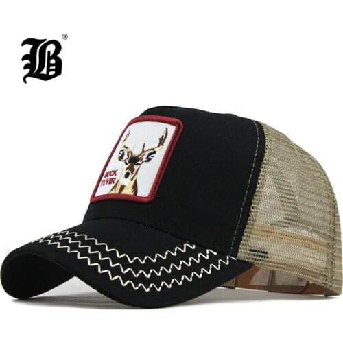 [FLB] Baseball Cap For Men Women Summer Mesh Embroidery Buck Trucker Bones Snapback Hip Hop Hat Casual Cotton Casquette Cap F193