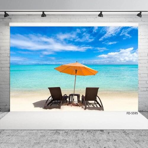 Sunshade Deck Chair Sand Beach Photography Background Custom Backdrops for Baby Children Portrait Pets Photobooth Fond Photo