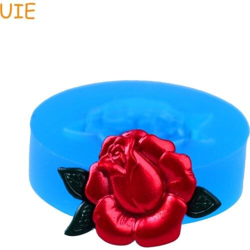 HYL322U 18.2mm Rose with Leaf Silicone Push Mold - Flower Mold Cake Decoration, Fondant, Jewelry DIY, Cookie Biscuit, Resin Clay