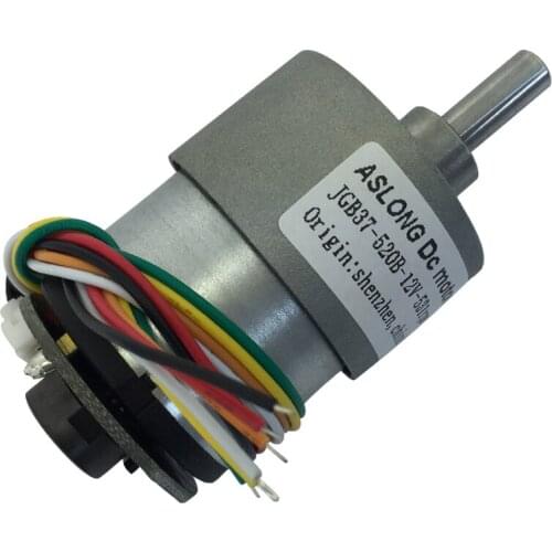 JGB37-520B encoder gear motor DC gear motor A/B phase encoder signal speed 12V 12RPM-1600RPM