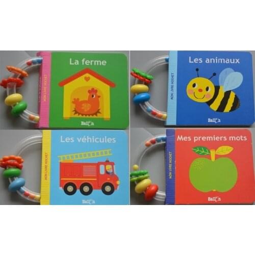 4 Books Parent child kids baby Early education French learning reading book Lovely picture cardboard pocket book Age 0 - 3