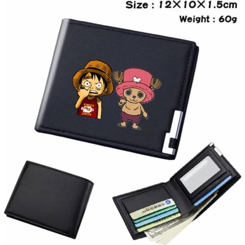 Anime One Piece PU Wallet Bifold Short Colour Casual Coin Pocket Student Photo Card Holder Leather Boys Girls Cartoon Purses