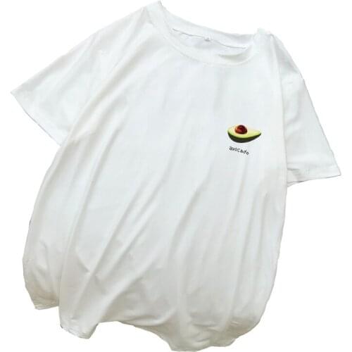 Avocado Summer New Fashion T Shirt Women Harajuku Short Sleeve Korean Fun Ulzzang Shirt Cute Fruit Print Cartoon Tops Streetwear