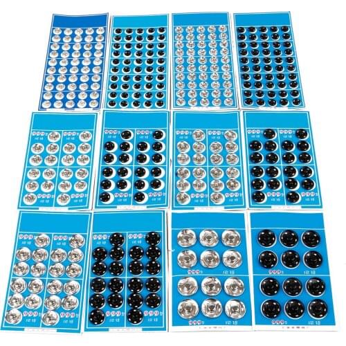 8-20MM Metal Snap Buttons Black Rhodium Iron Buttons for DIY Sewing Cloth Scrapbook Accessories Supplies