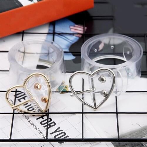 Fashion Lovely Round Heart Square Buckle Transparent Women Waistband Waist Belt
