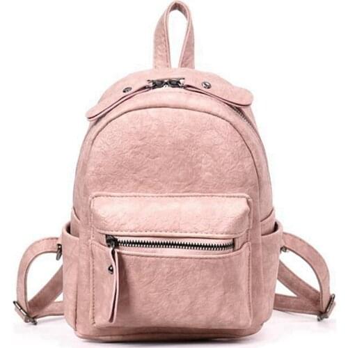 Fashion Womens Solid Color Backpack College Style Style Girl Mini Backpack Fashion Leather Travel Bag Backpack