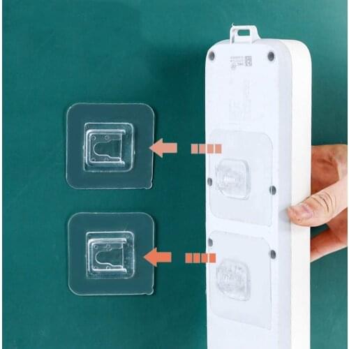 Wall-mounted Hook Power Plug Socket Holder Multifunctional Self-adhesive Seamless Hook Strong Wall Kitchen Transparent Bath Z0B9