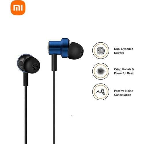 100% Original Xiaomi In-Ear Wired Earphone 3.5mm Dual Drivers Earphones Bass Earbuds Sport Headphone With Mic For IPhone Samsung