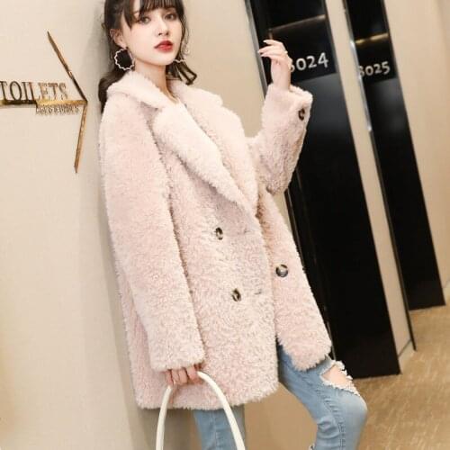 2021 Women Autumn Winter New Clothes Real Sheep Shearing Coats Female Genuine Lamb Fur Overcoat Ladies Loose Warm Jackets U621