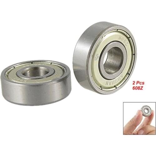 New Style 2 pcs Single Shielded 608Z Miniature Deep Groove Ball Bearings