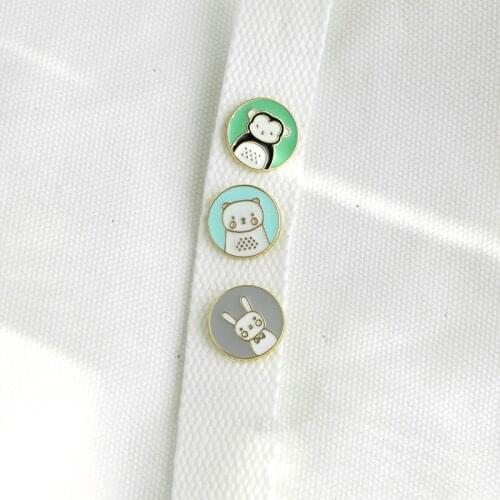 Monkey rabbit bear Metal Cartoon circular Enamel Pin Cute Animal Jewelry Accessories Paint Brooch for Bags Clothes Caps Badge