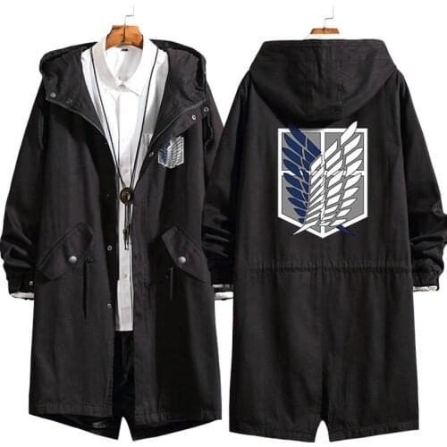 Anime Attack on Titan Cosplay Costumes Windbreaker Autumn Fashion Harajuku Hooded Trench Coat Jackets Tops For Women Mens