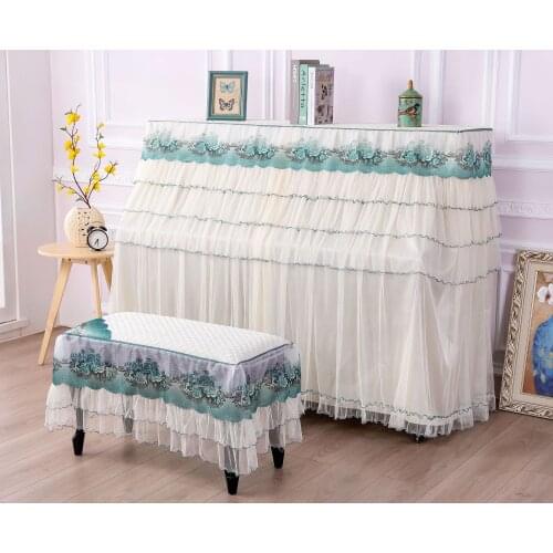 Piano Full Dust Cover European Solid Color Half Open Style Piano Bench Cover Home Instruments Accessory Pleated Decoration