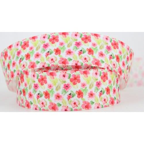 Popolar flower ribbons printed grosgrain handmade hair bows decorative tape gift wrap 9mm 16mm 22mm 25mm 38mm 57mm 75mm