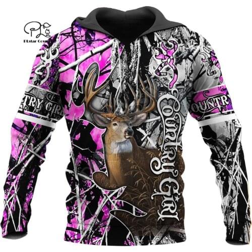 NewFashion Country Girl Hunter Deer Hunting Animal Camouflag Tattoo Pullover Tracksuit Sweatshirts Men/Women 3Dprint Hoodies S15