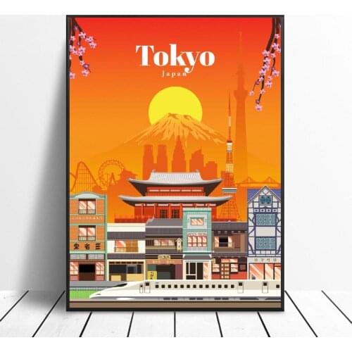 Travel to Tokyo Canvas Travel Poster Prints Home Wall Art Decor Painting