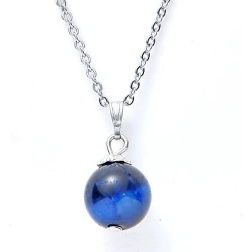 Luxury Plated Round Blue Tiger eye Opal Pendant Necklaces Women Fashion Jewelry Choker Clavicle Chain Short Charm Necklace
