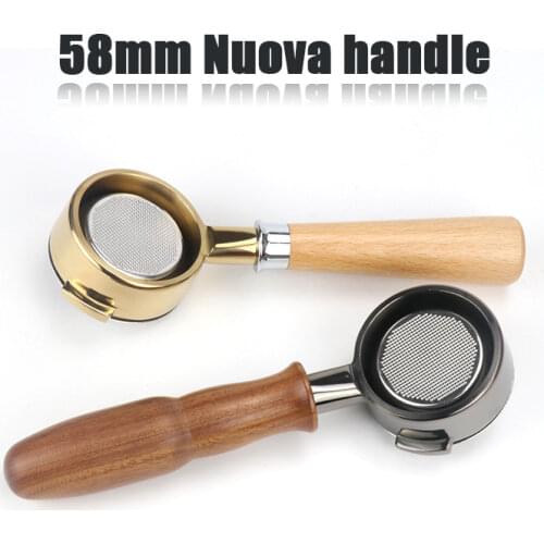 Espresso Handle Bottomless Modification Handle Nuova 58mm Golden Gun Black Solid Wood Handle Stainless Steel Oblique Ear