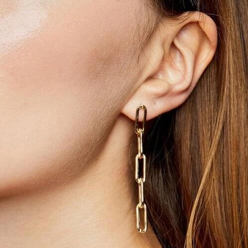 2020 New Punk Metal Chain Long Section Drop Earring Geometric Gold Color Hip Hop For Women Girls Party Jewelry Gifts