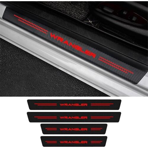 4Pcs For Jeep Wrangler JK JL TJ YJ 2021 2020 2019 2018 2017 2016 2015 2014 2013 2012 Car Door Sill Sticker Tuning Accessories