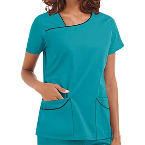 Beauty Salon Work Uniforms Women Short Sleeve Spa Working Wear Nurse Scrubs Tops Healthcare Tunic VET Therapist Uniform A50