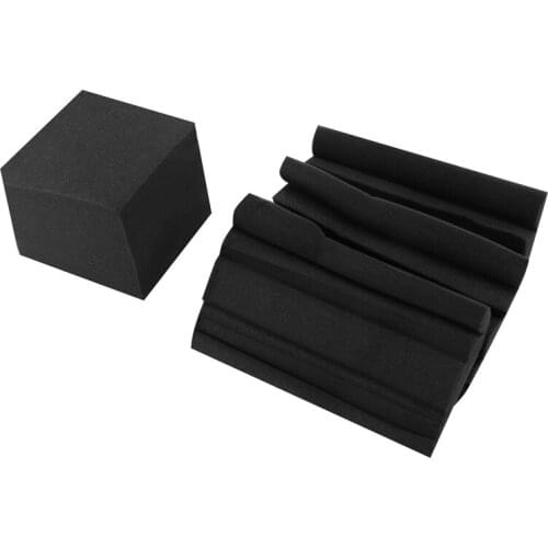 Quality 4Pcs/Set Acoustic Foam 3Pcs Bass Trap Wall Foam + 1Pc Square Sound Insulation Foam Flame Retardant High Density