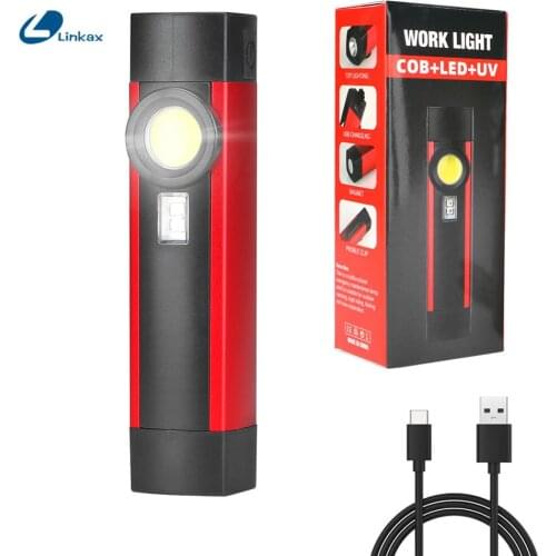XPE+COB+UV Light Built-in Battery USB Charging Portable Aluminum Alloy Work Lights Super Bright LED Flashlight 4 Modes Lighting